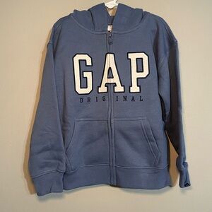 GAP Boys Dusty Blue Full-Zip Hoodie with Logo Small 6/7